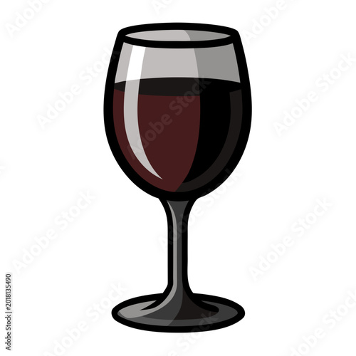Red wine glass with dark liquid in clear transparent material with studio lighting for beverage advertising