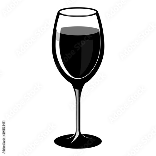 Red wine glass in elegant minimalist style with dark rich color in clean vector format for beverage advertising.