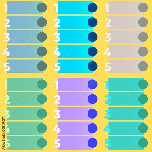 Foto Set of colorful numbered list templates with bullet points for infographics or p