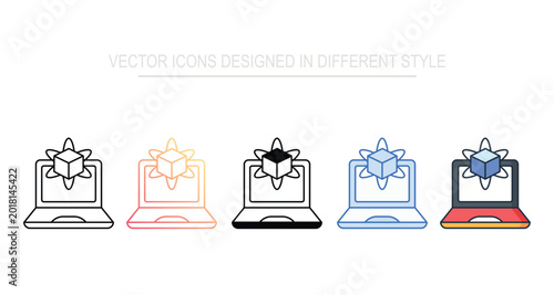 Photos Virtual Simulation Icon Set With White Background Illustration
