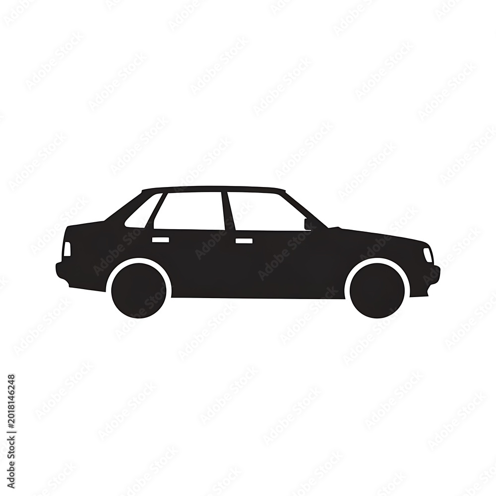 Fototapeta premium Black car silhouette side view.