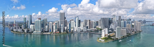 City panorama. City downtown with skyscraper. Aerial Miami panorama. Panoramic Brickell Key. Skyscraper building architecture. Cityscape skyscraper. Panoramic skyline cityscape. Luxury life