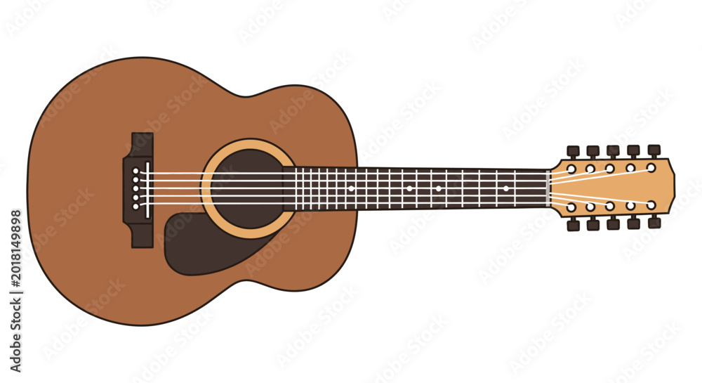Obraz premium A vector illustration of a twelve string acoustic guitar.