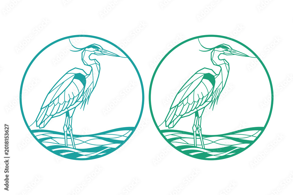 Obraz premium Heron Bird Emblem Illustration