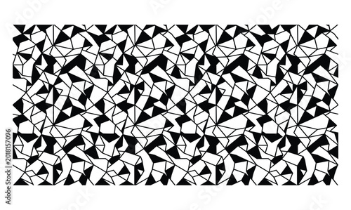 Abstract geometric pattern with sharp lines and black and white shapes.