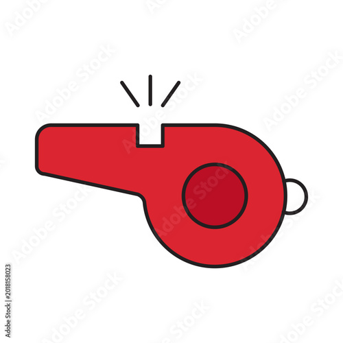 Bild auf Leinwand Vector flat line illustration of a red sport whistle