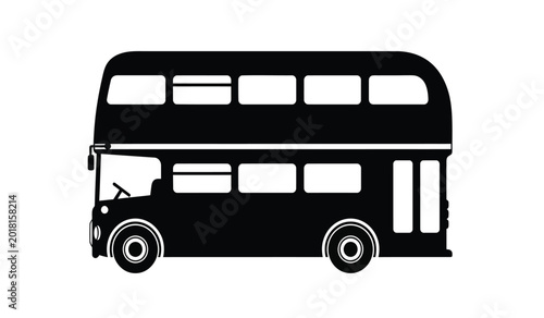 Fotografía Black silhouette of a classic double decker bus against a white background isola