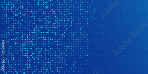 Futuristic blue pixel pattern for Business or FinTech background. Digital data with abstract glittering dots for blockchain concept. Tech pixels backdrop for online webinar.