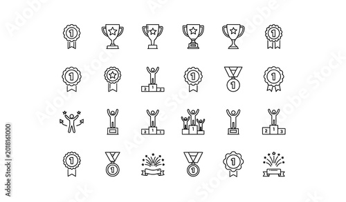Obraz na płótnie Victory and achievement icons - trophies medals winner symbols - vector first pl