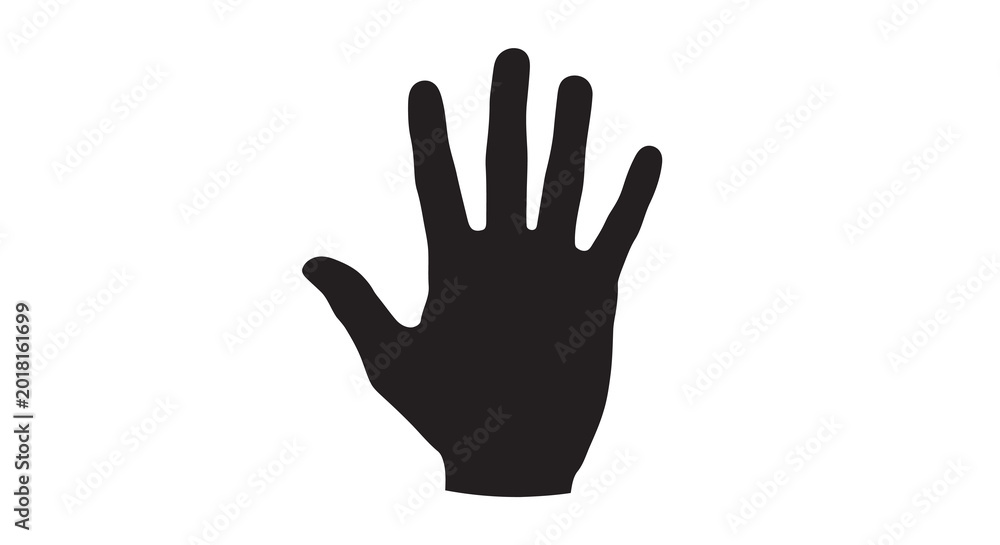 Fototapeta premium Black hand silhouette against a white background silhouette