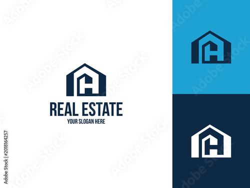 Aspire House Realty Logo Design, Modern Real Estate Logo Design Template with Letter A and H icon.