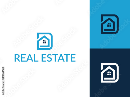 House Logo Design with Letter A and D. Abstract House Real Estate Logo, Modern Real Estate Logo Design Template