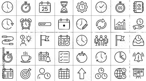 Fotografija Time management and productivity icons: clocks calendars deadlines with alarm cl