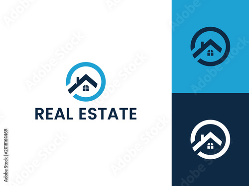 Minimalist Property Logo Design with Letter O icon.  Modern Home and Building Logo Design