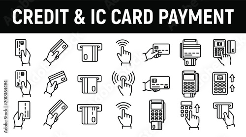 Tableau sur toile IC card and credit card payment icons set