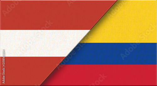 Tableau sur toile Flags of Austria and Colombia