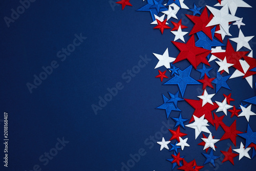 Red white and blue stars on navy background