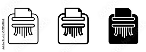 Valokuva Paper Shredder Icons, Document Destruction Symbols, Data Security Vector Graphic