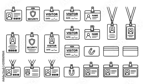 Canvastavla Minimal workplace identification badge line drawing vector set for office employ