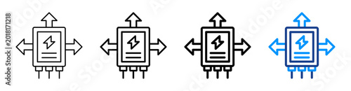 Power Distribution Icon Different Style Outline Collection Set