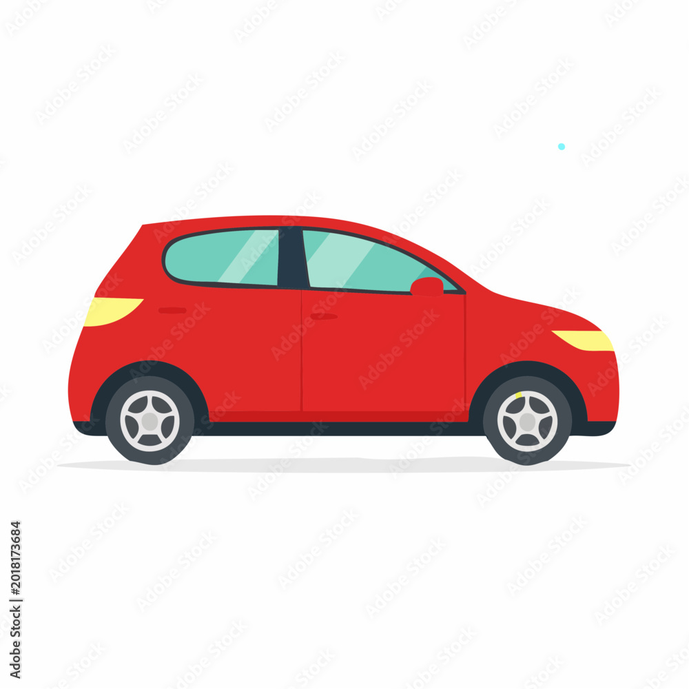 Fototapeta premium Red Hatchback Car Illustration