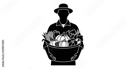 Man holding bowl of vegetables.