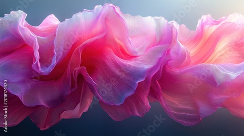 Abstract vibrant fabric folds in pink and blue