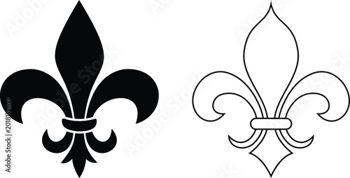 symbolic image Fluer de lis, horizontal banner monochrome fleur de lis lily, antique monarchy symbols on transparent background, vintage decorative design elements coat of arms graphic design element.