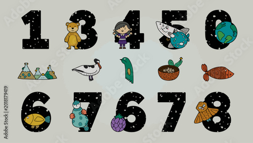 Photography Numbers with cartoon animal designs.