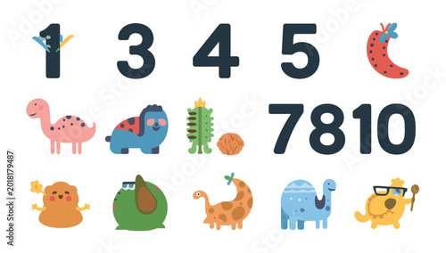 Photography Colorful cartoon animals and numbers.