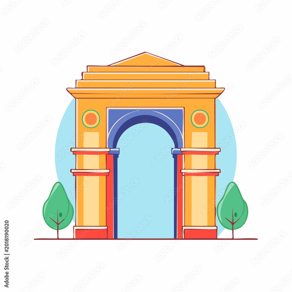 Fototapeta premium Stylized Illustration of India Gate