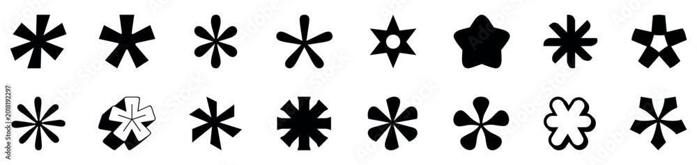 Obraz premium Set of Black Asterisk Symbols