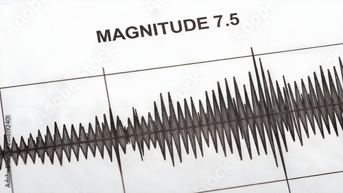 Seismic activity chart showing magnitude 7.5 earthquake