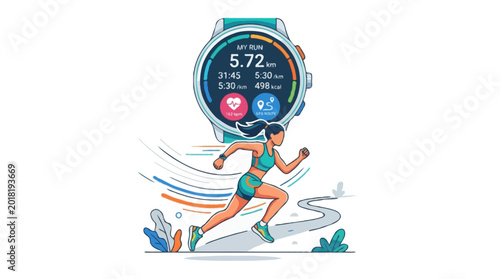 Running Fitness Tracker Dashboard Illustration