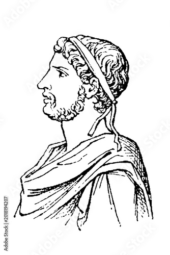 Canvastavla Ptolemy II Philadelphus, bearded man with royal headband (diadem) and draped garment, old vintage illustration, 1897