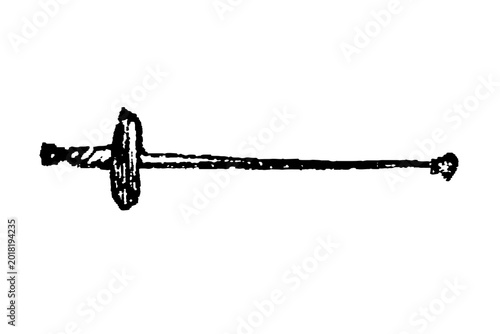 Foto Simple rapier-like sword with round guard, minimalist black and white line art, old vintage illustration, 1897