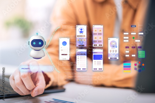 no code ,low code use agentic ai for automation in coding and design creates a ux ui interface for software development and vibe design technology.