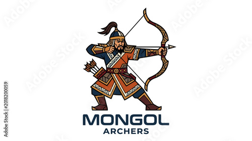 Fotografie Mongol Archer in Traditional Costume.