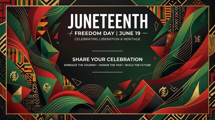 Juneteenth Seamless Pattern Vector with Freedom Symbols and African Inspired Elements