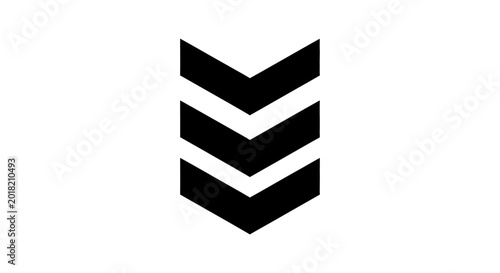 Cuadro en lienzo Minimalist black graphic icon featuring three stacked downward-pointing chevron