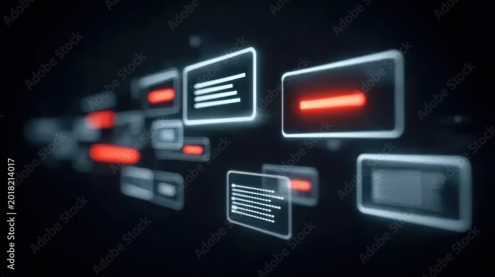 Fototapeta premium Visual software application code requires programming and coding for an interface to manage system integration systematically.