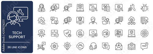 Bild auf Leinwand Tech support icon set