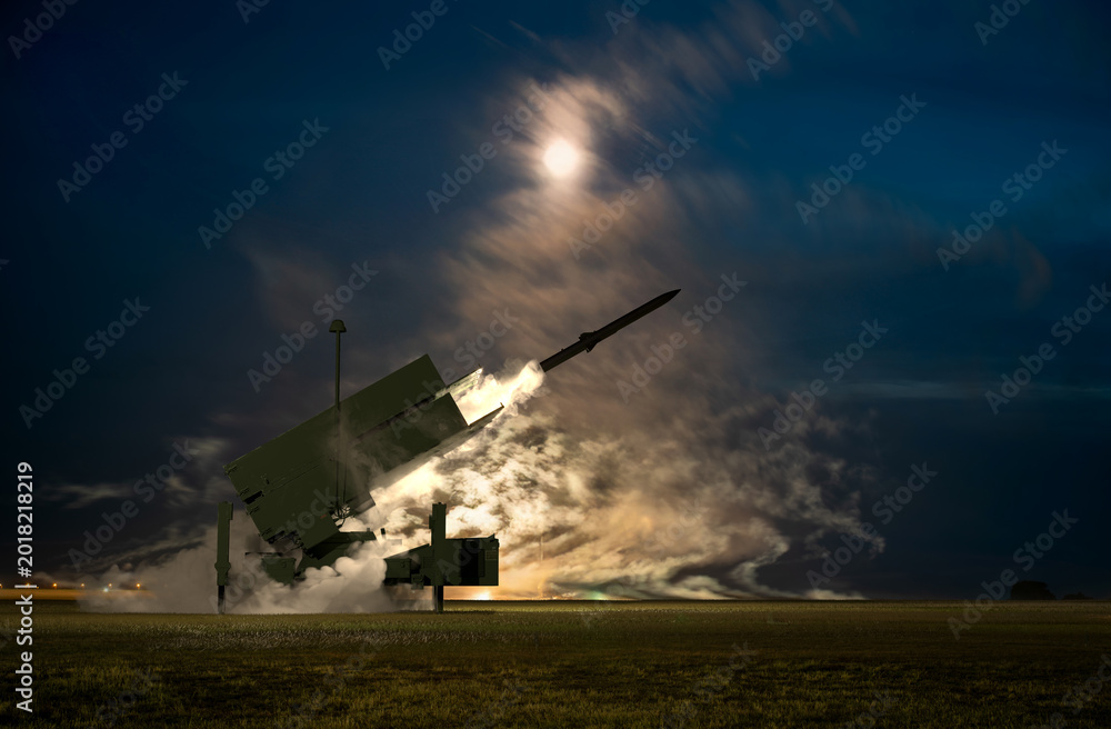 Naklejka premium Modern anti-aircraft missile system
