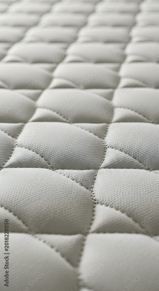Fototapeta premium Light colored quilted textile surface shows repeating diamond pattern with fine texture