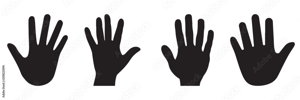 Fototapeta premium Stop Hand Icon Vector Open Palm Warning Gesture Safety Control Symbol Isolated on White Background