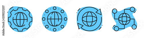 Fotografija Globe and network icons showing synchronization and settings