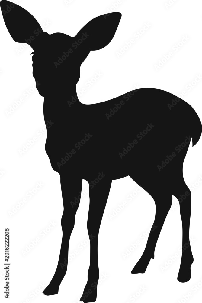Fototapeta premium Silhouette of Reindeer. Isolated on White Background.