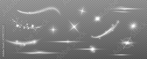 Light effect. Bright Star. Light explodes on a transparent background. Bright sun.	