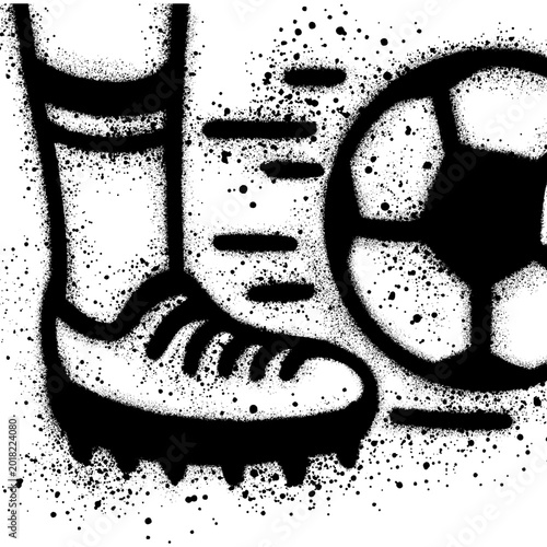 illustration of a footballer in graffiti style with black spray paint