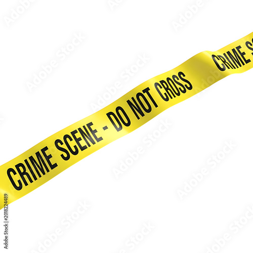 A long yellow and black caution tape with the words crime scene do not cross. isolated on transparent background